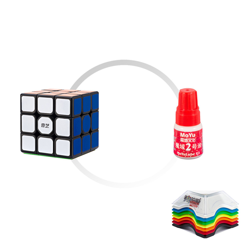 Комплект кубик Рубика для новичка QiYi (MofangGe) Sail W 3x3x3 + смазка MoYu Red Lube V2 + подставка для кубика