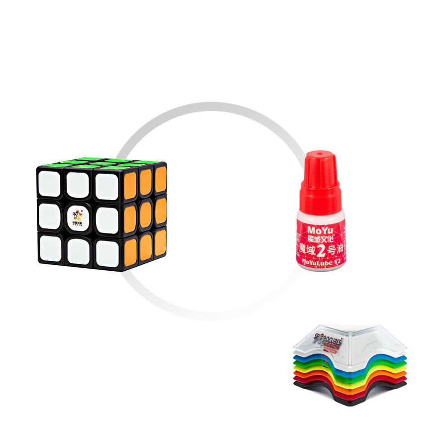Комплект кубик Рубика скоростной YuXin Kilin Tiled V2 3x3x3 + смазка MoYu Red Lube V2 + подставка для кубика