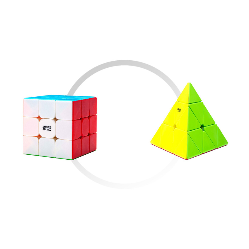 Комплект кубик Рубика для новичка QiYi (MofangGe) Warrior S 3x3x3 + пирамидка QiMing S2, Color